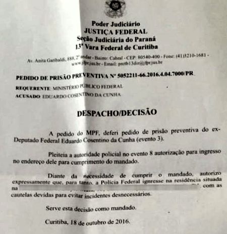 UFA! ATÉ QUE ENFIM: Eduardo Cunha é preso em Brasília e já transferido para Curitiba